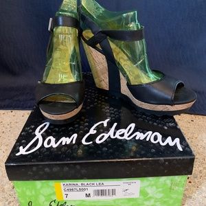 Sam Edelman Karina Leather & Cork Wedges